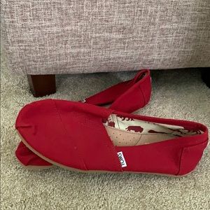 New Red TOMS, out of box but never been worn!